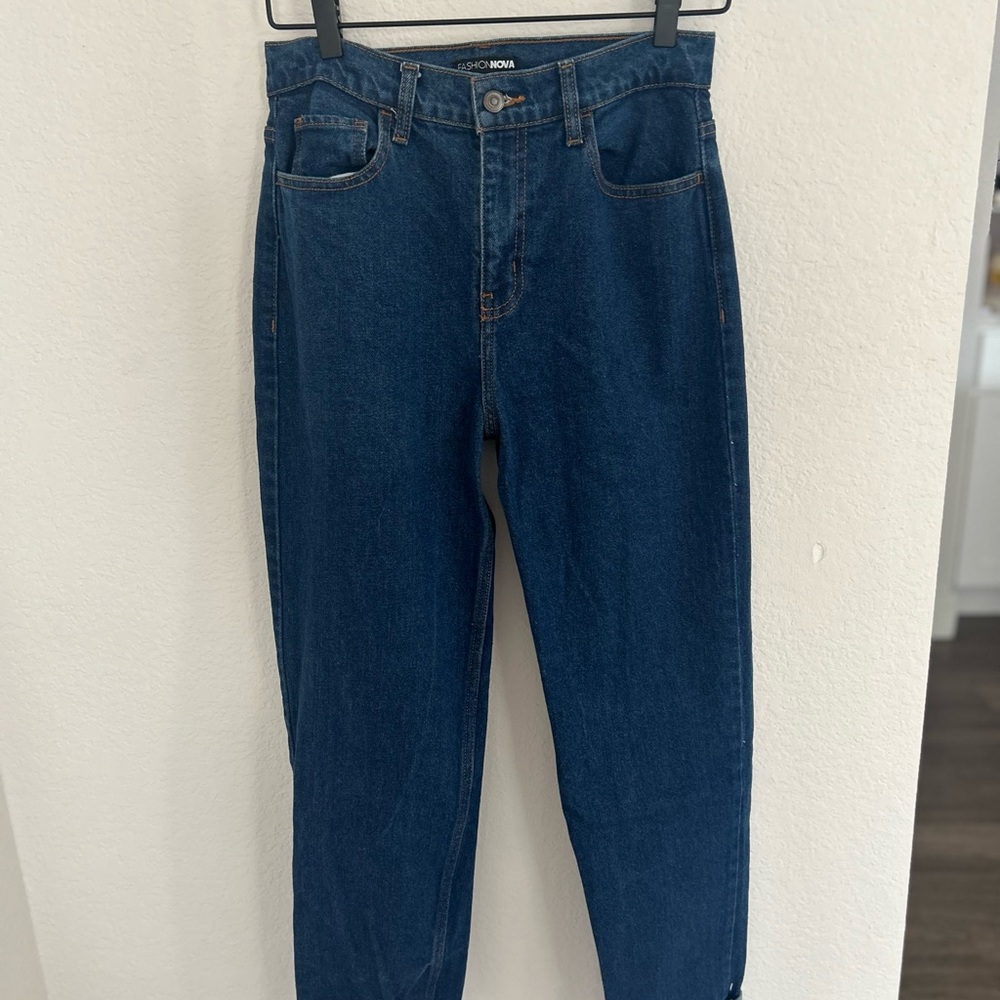 Fashion Nova Dark Blue Straight Leg Jeans